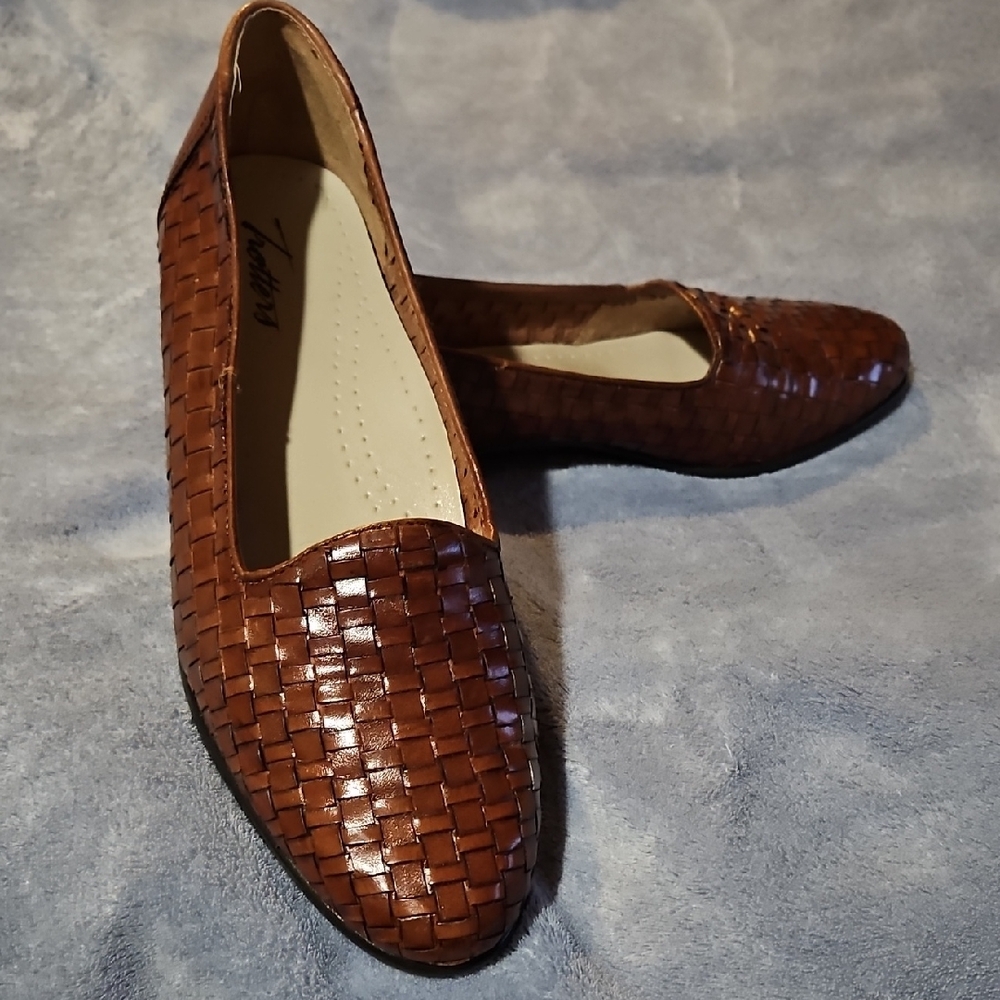 Brown Woven Women's Loafers